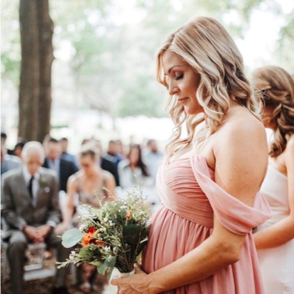 Amsale Blush/MauveSilk Maternity Bridal Dress